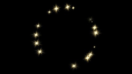 Wall Mural - Loop animation of twinkle magic spell effect. Beautiful lopped animation of round frame., twinkle stars shine on black background	