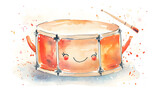 watercolor painting kawaii cute drum