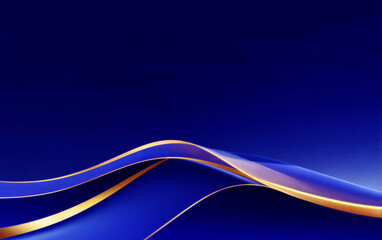 Elegant blue background with golden curved lines for modern design