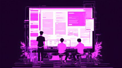 Team of developers collaborating on a project.