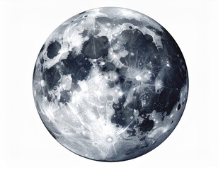 Wall Mural - Big watercolor moon illustration. Symbol of new beginning, dreaming, romance, fantasy