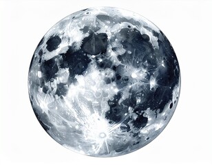 Wall Mural - Big watercolor moon illustration. Symbol of new beginning, dreaming, romance, fantasy