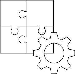 puzzle icon and gear icon with white background