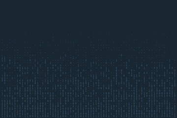Abstract digital binary code background with falling numbers, representing data stream, computing, and information technology concept