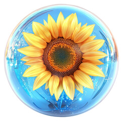 Wall Mural - PNG Yellow sunflower inside encapsulation botanical blossom.