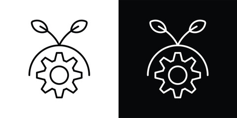 green technology icon set in outline black and white style vector illustration