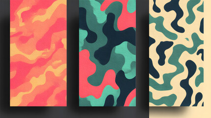 Abstract Camouflage Patterns in Vibrant Colors.