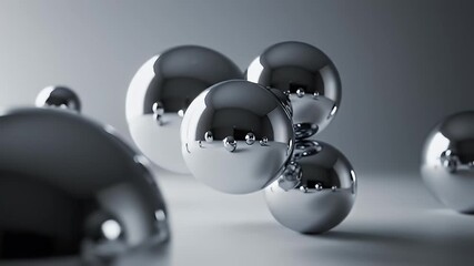 Abstract 3D Render of Metallic Spheres Grouped Together in a Clean, Minimalist Studio Environment