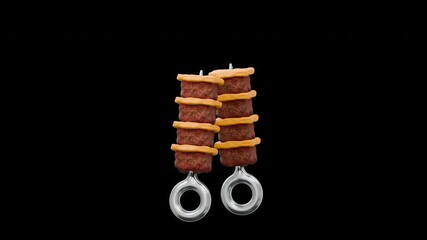 Stylized Meat Skewer Kebab 3D Food Animation