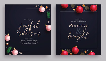 Wall Mural - christmas card joyful season greeting clipart set. christmas wishes, merry and bright greeting card 