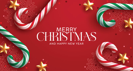 Wall Mural - christmas greeting card red clipart banner. merry christmas and happy new year wishes clip art with 