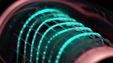Abstract glowing grid structure with dynamic light effects, suitable for technological innovation