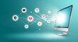 © Ali Khan - A modern computer monitor displays various service icons like health and education, representing the central role of technology in accessing online information