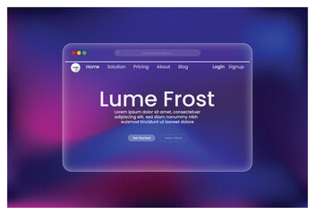 Transparent glass hero sectionModern App Interface Lume Frost Style Homepage Design UI UX Template Frosted Glass Mockup Login Signup Website Elegant