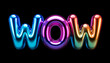 © Zeeshan - Colorful balloon letters spelling the word wow against a black background to express excitement