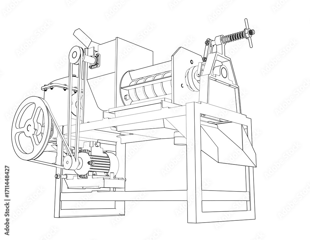 Food Extraction Machine Drawing Mechanical Engineering Schematic: Industrial Coconut Milk Extractor ...