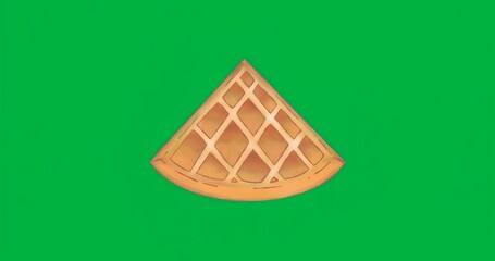 At start, waffle wedge floating and rotating to showcase spin sequence over transparent background