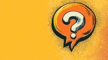 Wall Mural - A question mark is prominently featured inside a comic book style speech bubble against a textured background