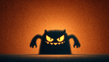 a terrible pumpkin shadow on a black background. The monster is not a wall.