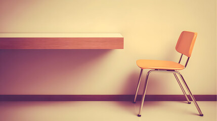 Wall Mural - of clean workspace with modern chair and white tabletop under soft light