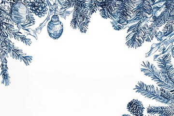 Canvas Print - vintage drawing christmas border outdoors weather conifer.