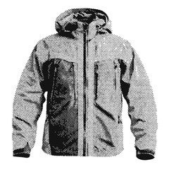 Wall Mural - outdoor hiking jacket halftone grunge vector design element