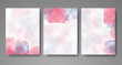 © REZI - Set of cards with bright colorful vector watercolor background. Design for your date, postcard, banner.