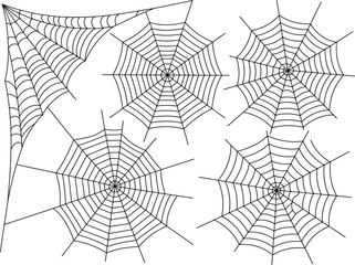 Intricate spiderwebs in various circular and corner designs