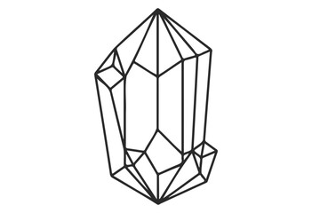 Geometric line art of crystal with faceted edges and symmetrical design - stock vector