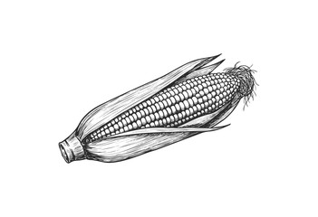 Wall Mural - hand-drawn corn illustration with husk - stock vector