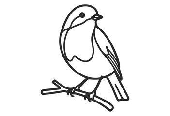 Wall Mural - simple line drawing of a bird perched on a branch - stock vector