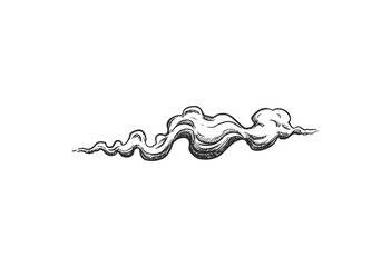 Wall Mural - vintage hand-drawn cloud sketch - atmospheric black and white art - stock vector