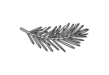 Wall Mural - black and white pine tree branch illustration with simple design - stock vector