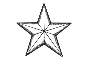 Wall Mural - hand-drawn five-pointed star illustration with detailed shading and line art - stock vector