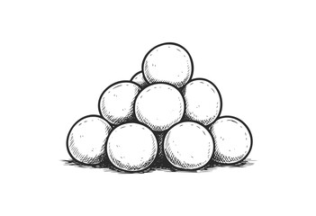 Wall Mural - hand-drawn pyramid of spheres - stock vector