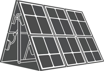 Illustration of a foldable solar panel array, designed for efficient energy collection and portable use.