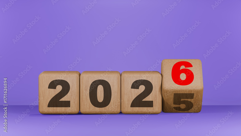 2025 to 2026 New Year Transition Wooden Blocks Stock Photo | Adobe Stock