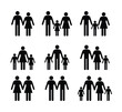 © Vector Saman - Family Icon and People Silhouette Set Isolated on White Background