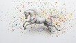 © Uro - A vibrant, artistic depiction of a galloping horse surrounded by colorful splashes of paint, creating a dynamic and lively effect.