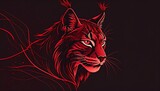 Red lynx portrait on dark background