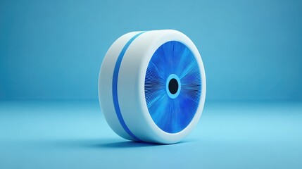 Round, futuristic, blue, white object