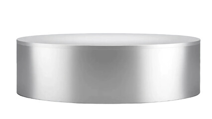 Silver metal round podium isolated on transparent background