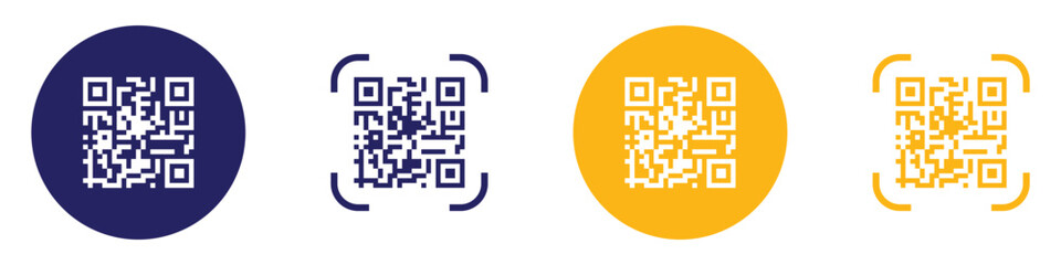 QR code icon. Fake template of quick response matrix in square grid. Mobile phone camera readable digital label isolated on white background. Vector illustration. EPS 10