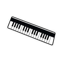 Black silhouette of a computer keyboard on a white background
