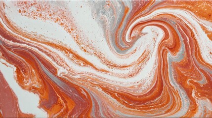 Canvas Print - Abstract Orange and White Swirl Pattern in Artistic Fluid Design