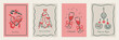 © Sinta Alfa - Hand drawn la dolce vita Christmas doodles. Vector illustration cards icon with bows, drink and tree. Minimalist winter line art for invitations, stationery, printables, social media, wall art.