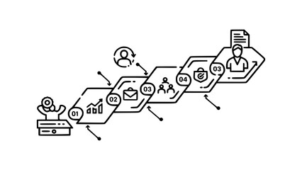 Business process flowchart with icons