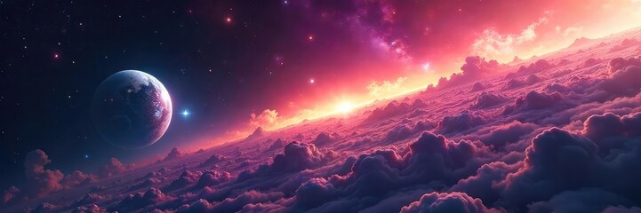 Wall Mural - Stunning telescopic image of a vibrant exoplanet, swirling clouds and atmospheric details visible Perfect for science, astronomy, space exploration projects , exploration, terrestrial planet