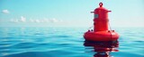 Vibrant red buoy bobbing gently on a calm ocean surface, sunlight reflecting off its polished surface  A tranquil scene of nature's beauty and nautical markers , buoy, nautical