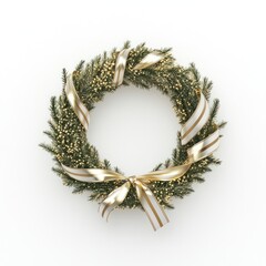 Wall Mural - gold stra shape wreath christmas ribbon.